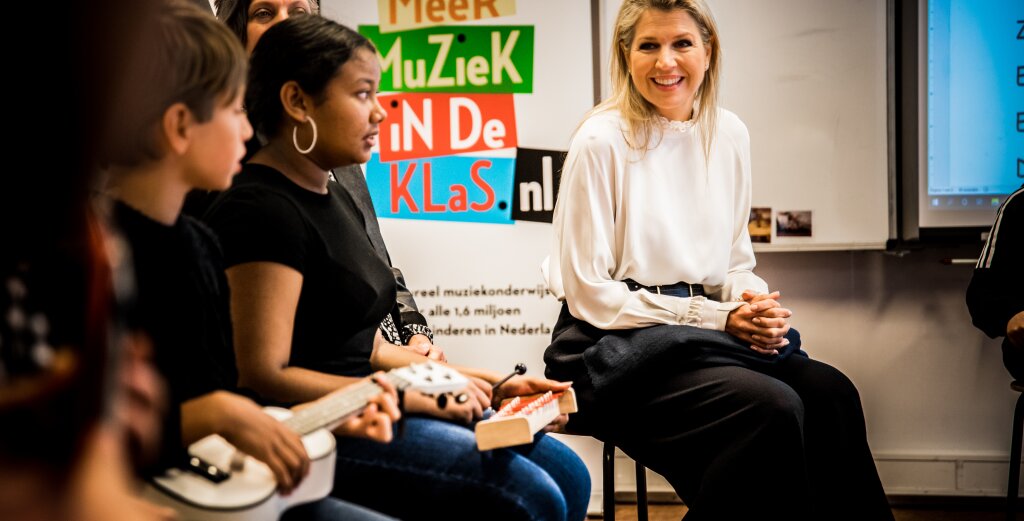 Koningin Máxima opent werkconferentie muziekonderwijs op Paleis Noordeinde